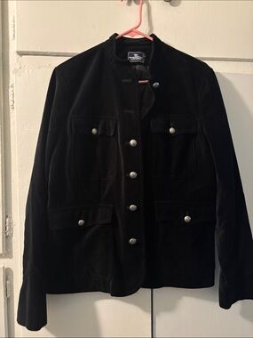 American Living Black Velvet Military-Style Button Jacket